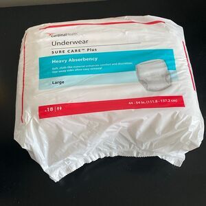 Cardinal health under wear sure care plus heavy absorbency size large 18 count